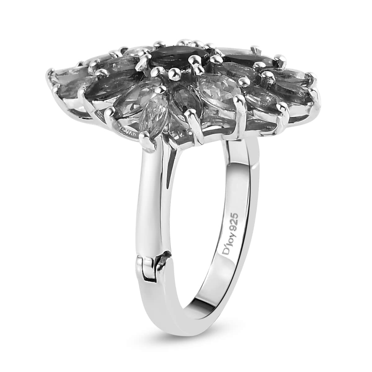 Multi-Tourmaline Floral Spray Ring in Platinum Over Sterling Silver (Size 10.0) 2.10 ctw image number 3