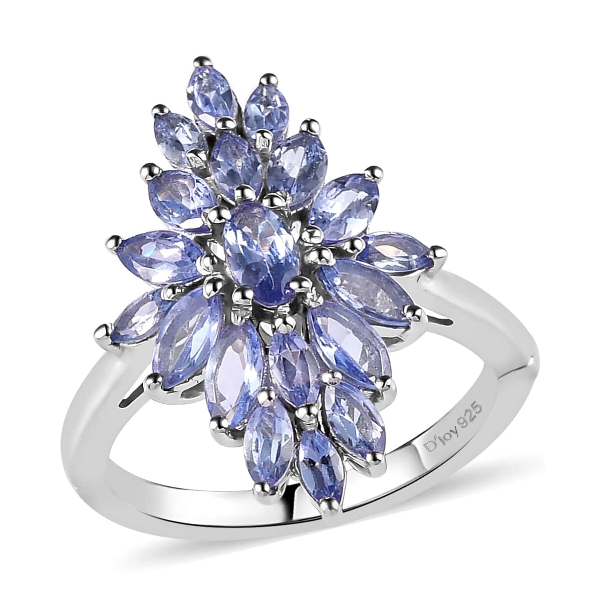 Openable Tanzanite Floral Spray Ring in Platinum Over Sterling Silver (Size 6.0) 2.10 ctw image number 0