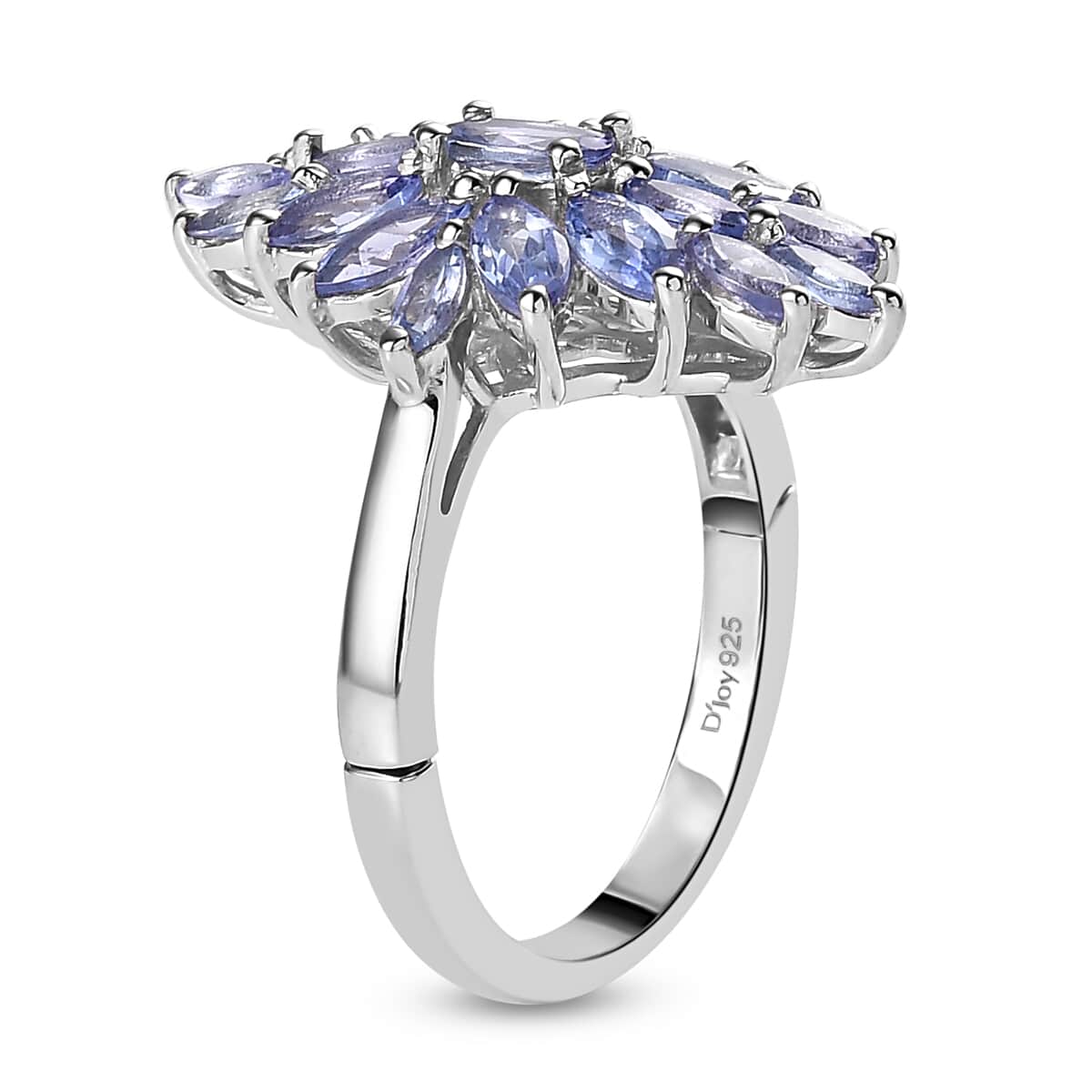 Openable Tanzanite Floral Spray Ring in Platinum Over Sterling Silver (Size 6.0) 2.10 ctw image number 3