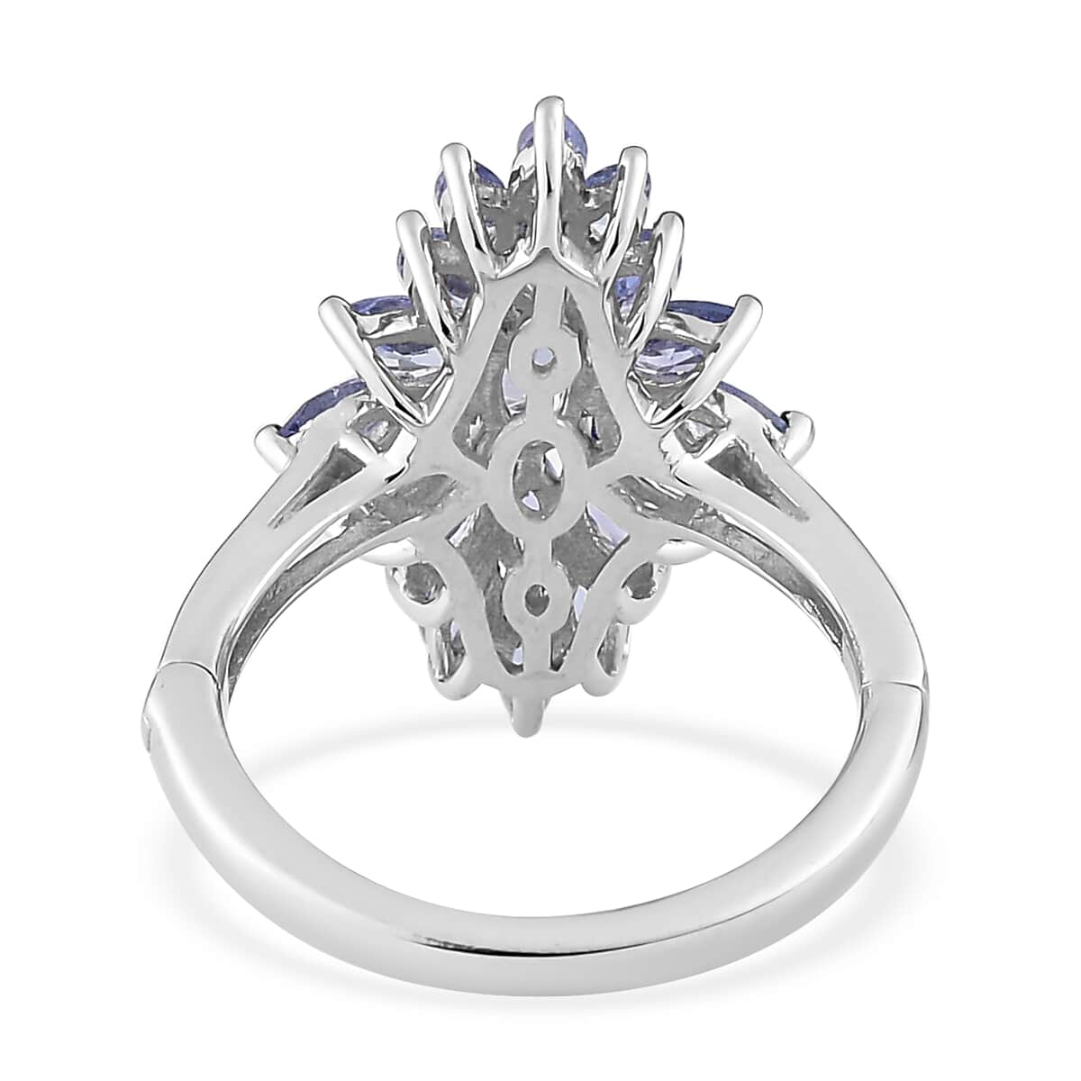 Openable Tanzanite Floral Spray Ring in Platinum Over Sterling Silver (Size 6.0) 2.10 ctw image number 4