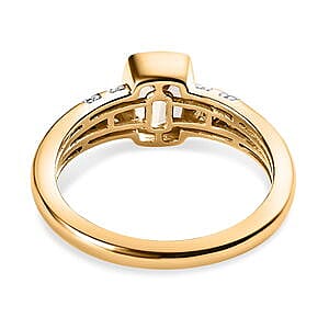 Turkizite and White Zircon 1.35 ctw Ring in Vermeil Yellow Gold Over Sterling Silver (Size 9)