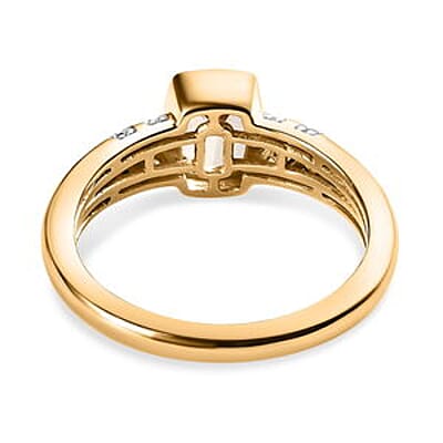 Turkizite and White Zircon 1.35 ctw Ring in Vermeil Yellow Gold Over Sterling Silver (Size 9)