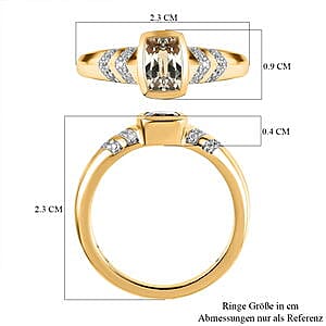 AAA Turkizite and White Zircon 1.22 ctw Ring in Vermeil Yellow Gold Over Sterling Silver (Size 10.0)