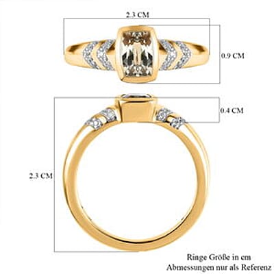 AAA Turkizite and White Zircon 1.22 ctw Ring in Vermeil Yellow Gold Over Sterling Silver (Size 10.0)