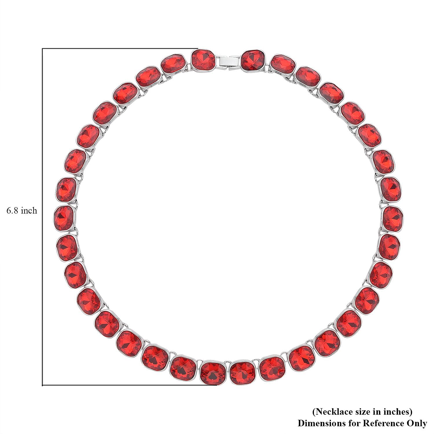 Simulated Ruby Tennis Necklace 20 Inches in Silvertone