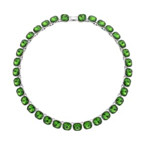 Simulated Emerald Tennis Necklace 20 Inches in Silvertone