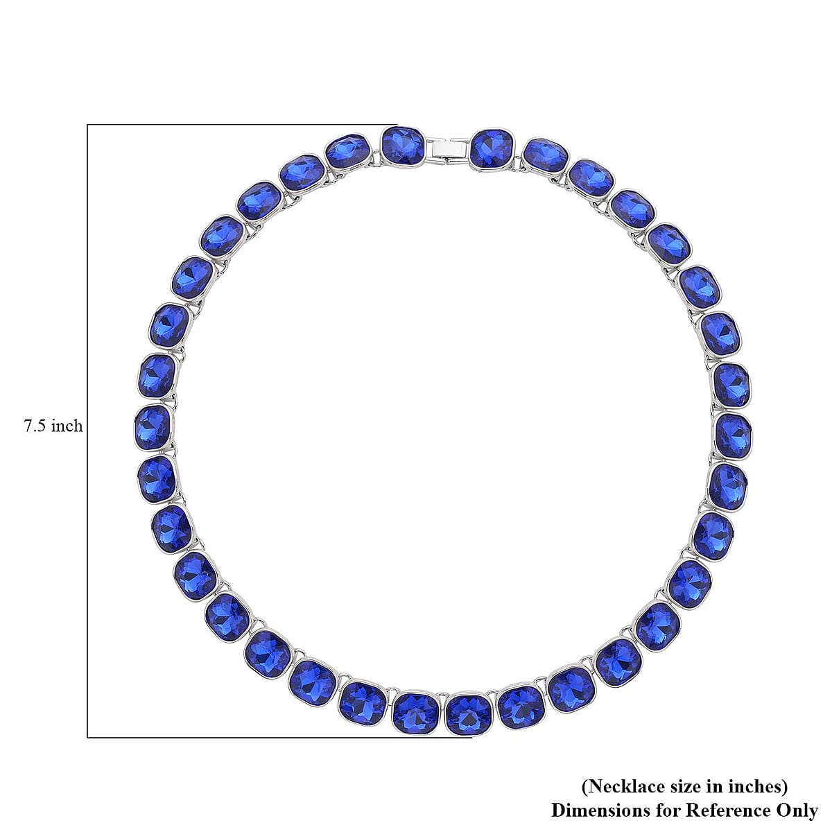 Simulated Blue Sapphire Tennis Necklace 20 Inches in Silvertone image number 4