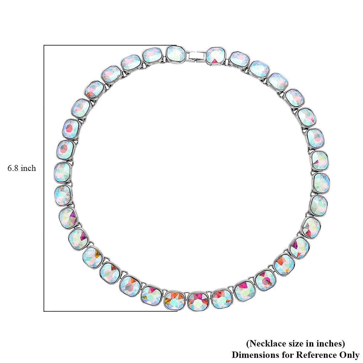 Simulated White Aurora Borealis Tennis Necklace 20 Inches in Silvertone image number 4