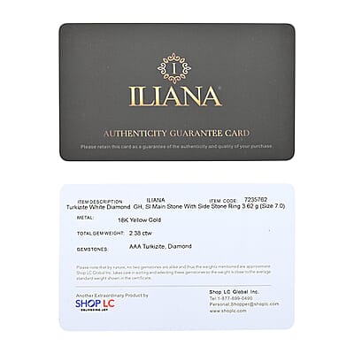 Certified & Appraised Iliana 18K Yellow Gold AAA Turkizite and G-H SI Diamond Ring 2.40 ctw