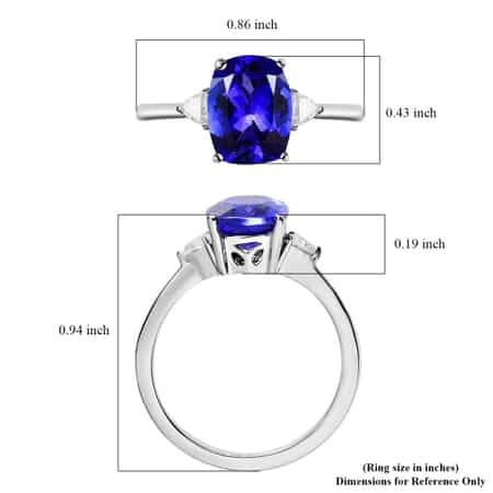 RHAPSODY 950 Platinum AAAA Tanzanite and E-F VS2 Diamond Ring 4.50 Grams 3.20 ctw image number 5