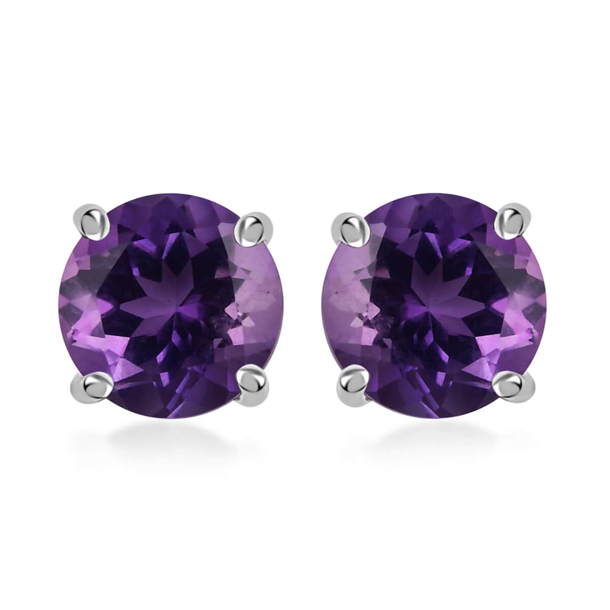 Premium Mashamba Amethyst 2.30 ctw Earrings in Platinum Over Sterling Silver, Solitaire Silver Earrings, Birthday Gifts For Her image number 0