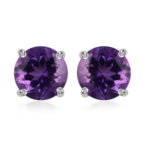 Premium Mashamba Amethyst 2.30 ctw Earrings in Platinum Over Sterling Silver, Solitaire Silver Earrings, Birthday Gifts For Her