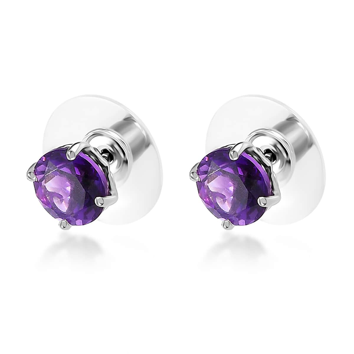 Premium Mashamba Amethyst 2.30 ctw Earrings in Platinum Over Sterling Silver, Solitaire Silver Earrings, Birthday Gifts For Her image number 4