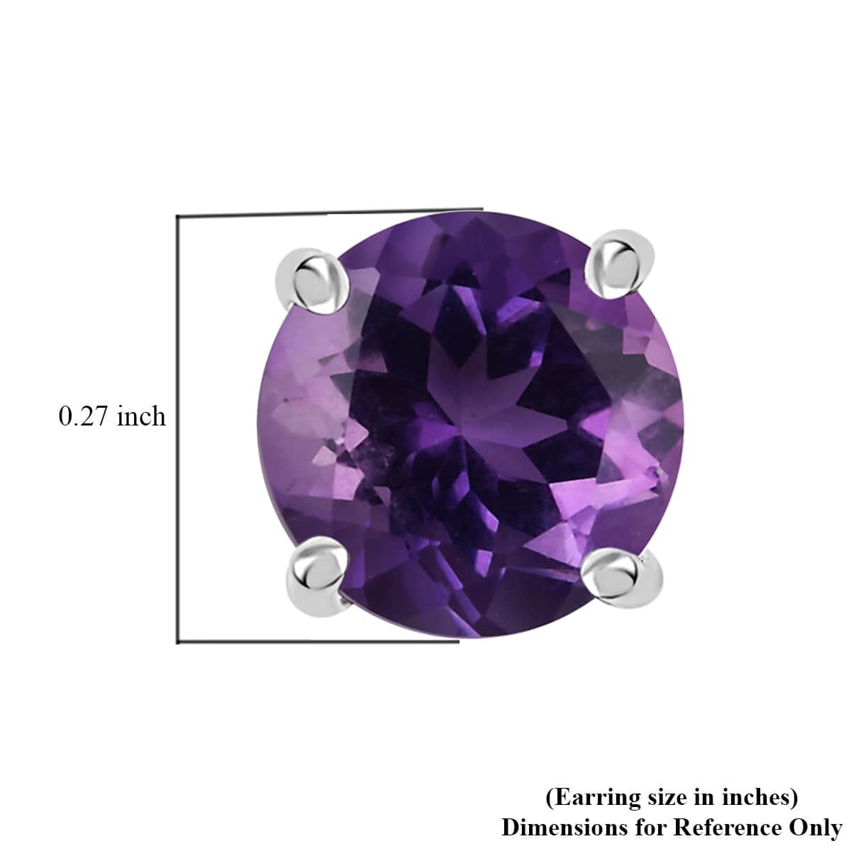 Premium Mashamba Amethyst 2.30 ctw Earrings in Platinum Over Sterling Silver, Solitaire Silver Earrings, Birthday Gifts For Her image number 5