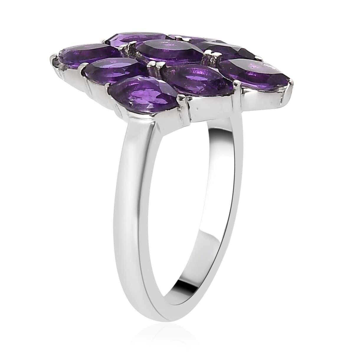 Amethyst Cluster Ring in Stainless Steel 1.85 ctw image number 3