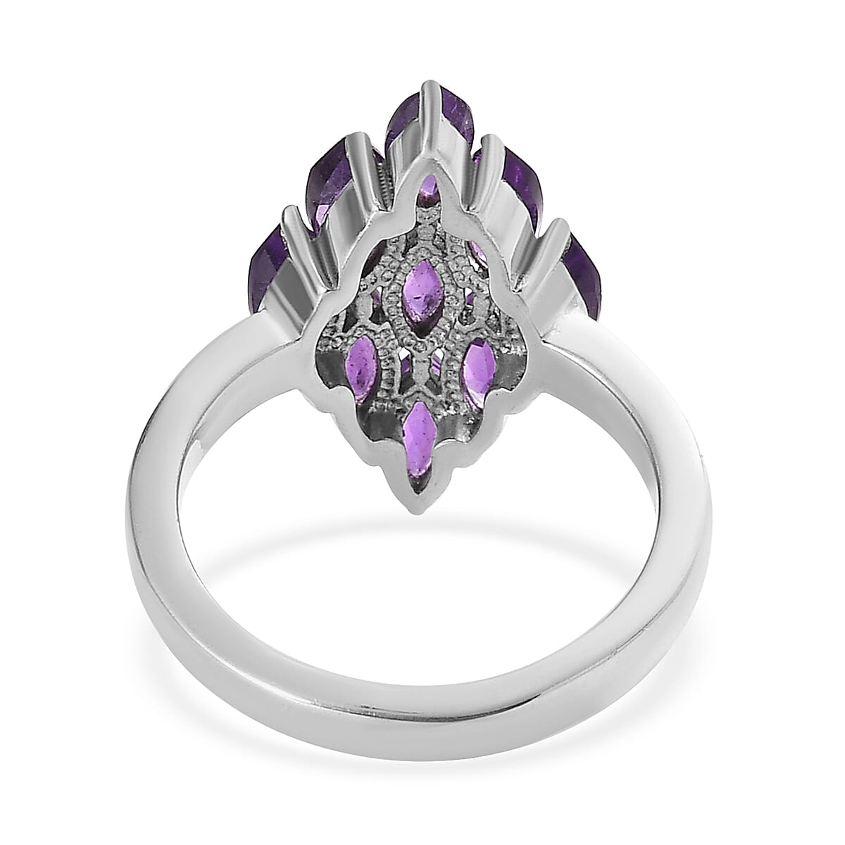 Amethyst Cluster Ring in Stainless Steel (Size 10.0) 2.35 ctw