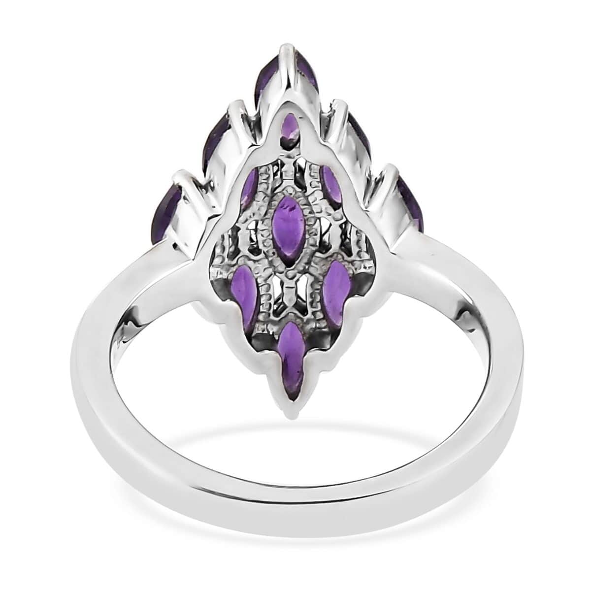 Amethyst Cluster Ring in Stainless Steel 1.85 ctw image number 4