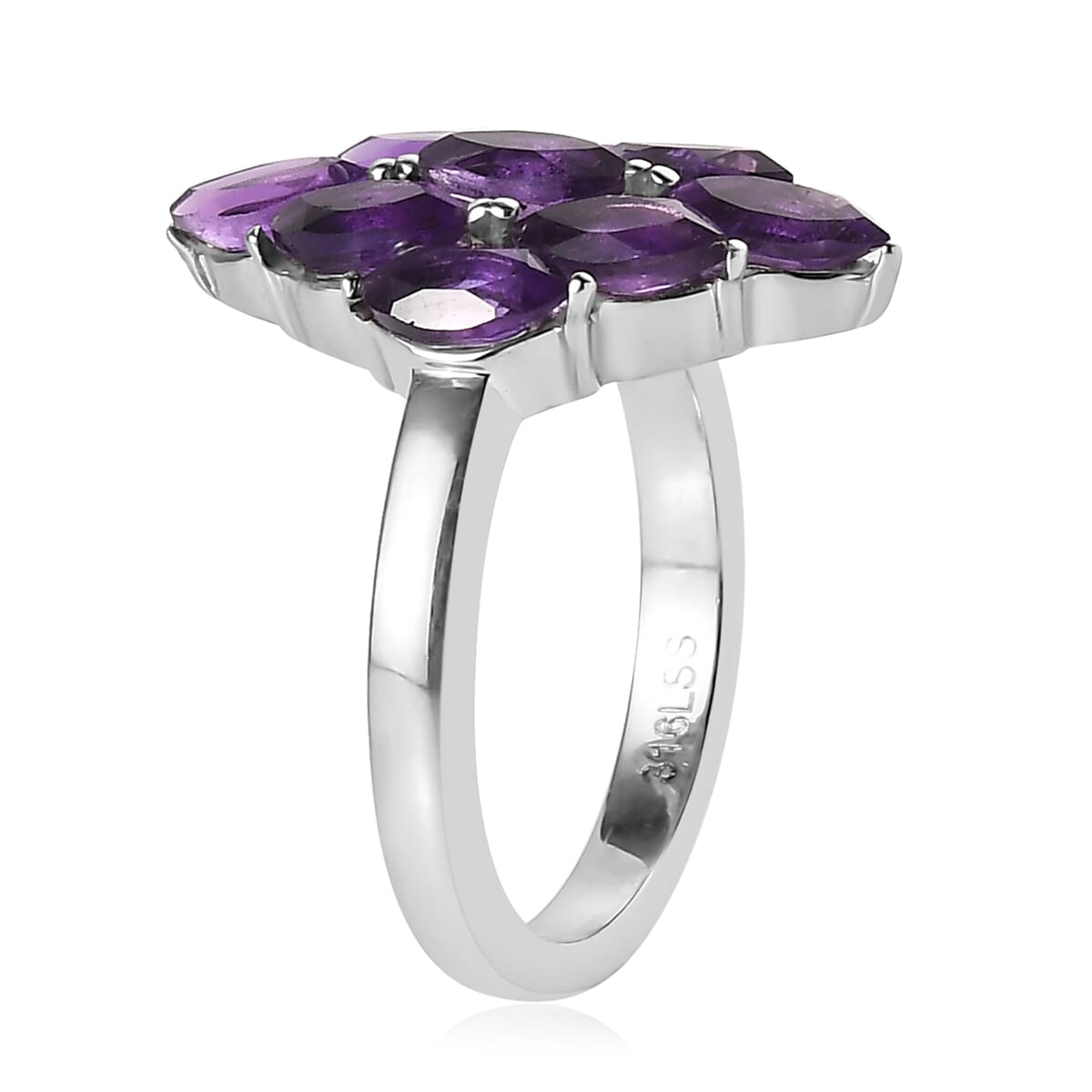 Amethyst Cluster Ring in Stainless Steel (Size 6.0) 2.35 ctw image number 3