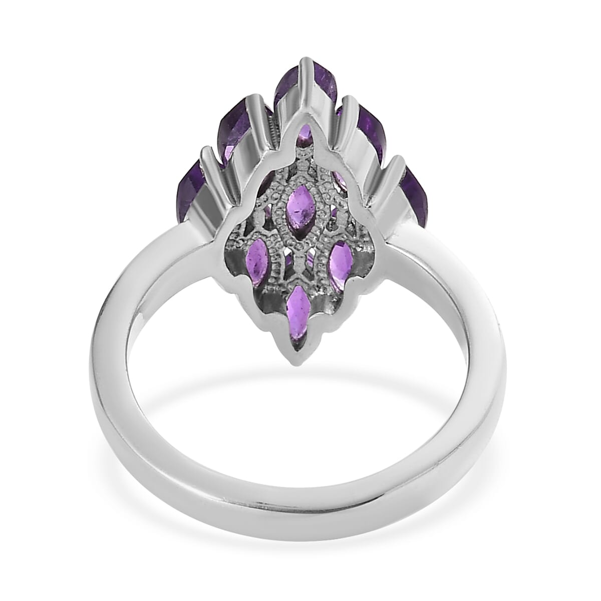 Amethyst Cluster Ring in Stainless Steel (Size 6.0) 2.35 ctw image number 4