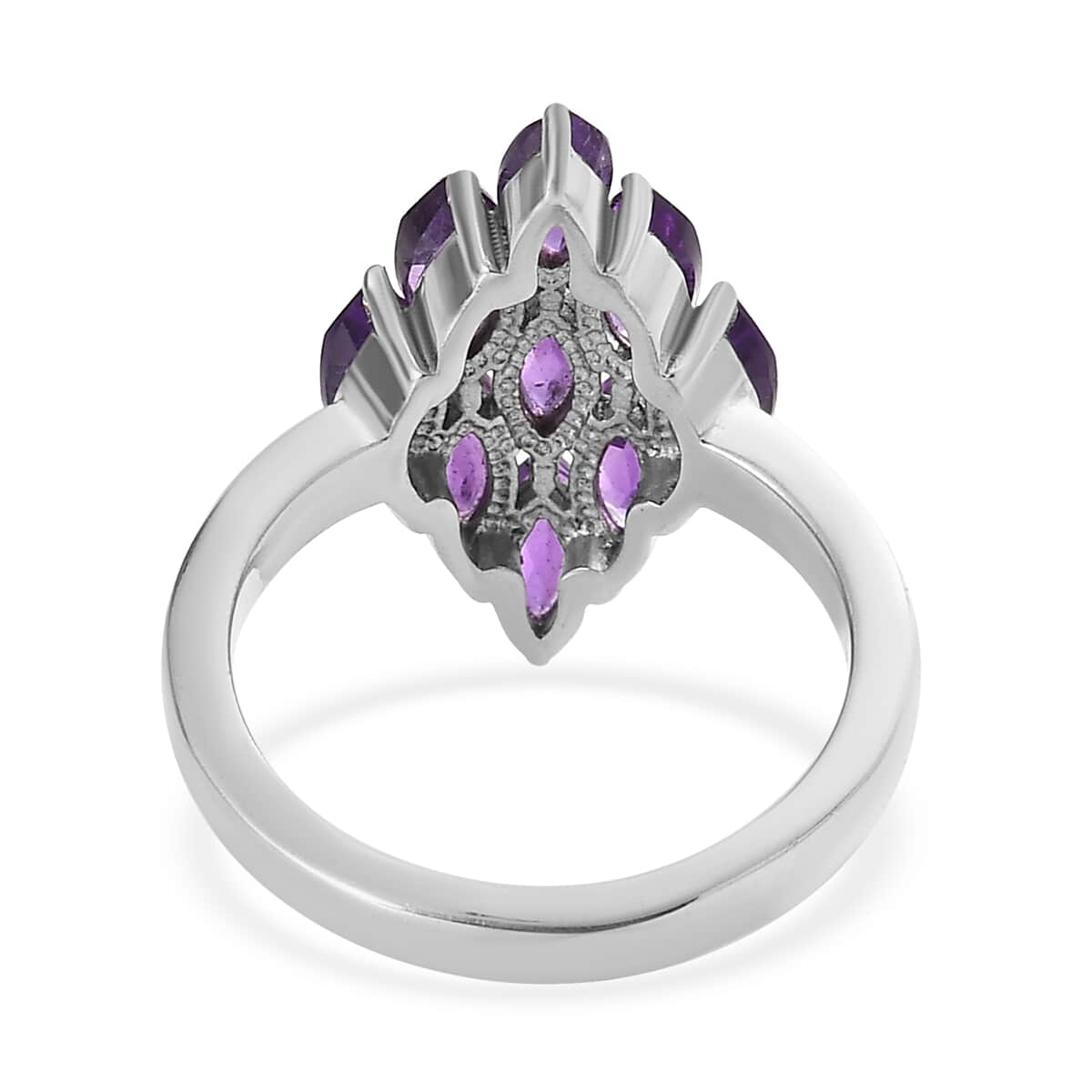 Amethyst Cluster Ring in Stainless Steel (Size 7.0) 2.35 ctw image number 4