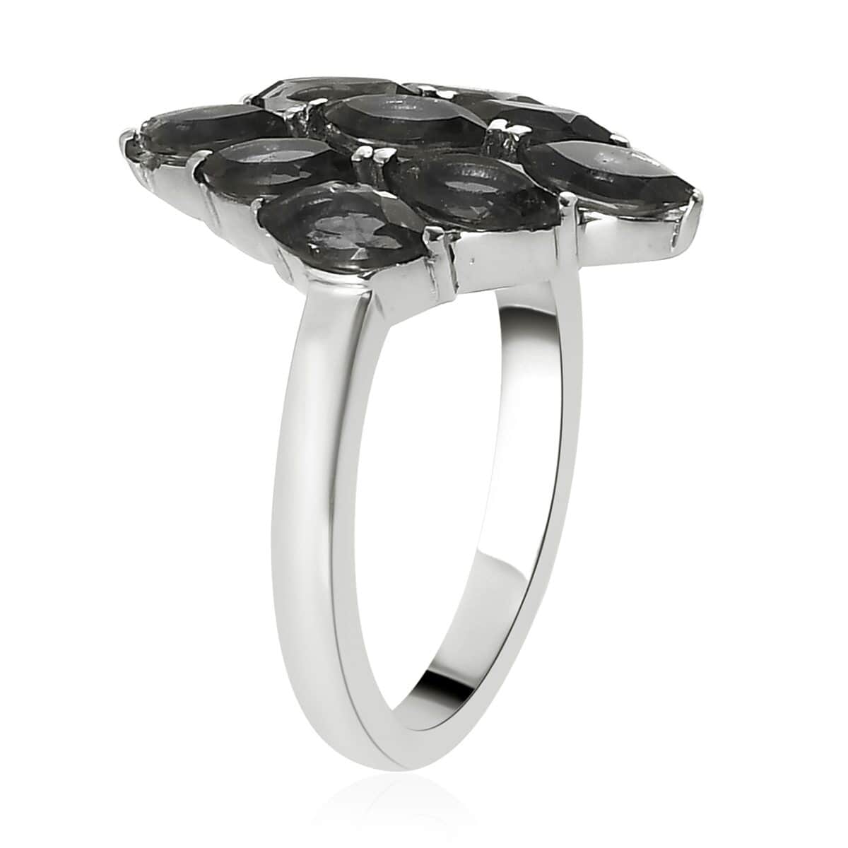 Natural Thai Black Spinel Cluster Ring in Stainless Steel (Size 10.0) 2.85 ctw image number 3