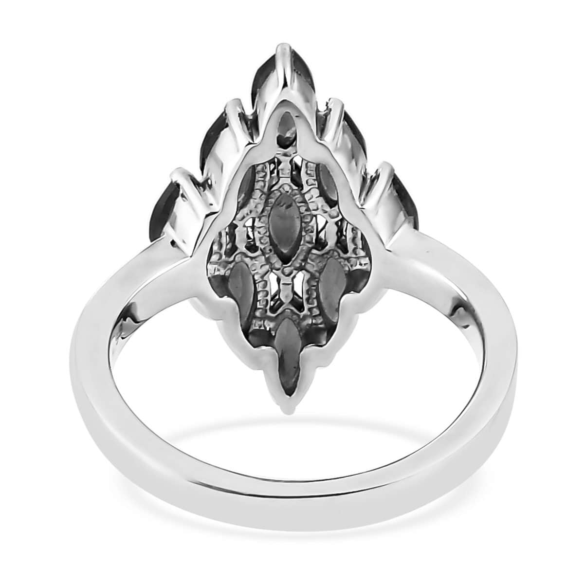 Natural Thai Black Spinel Cluster Ring in Stainless Steel (Size 10.0) 2.85 ctw image number 4