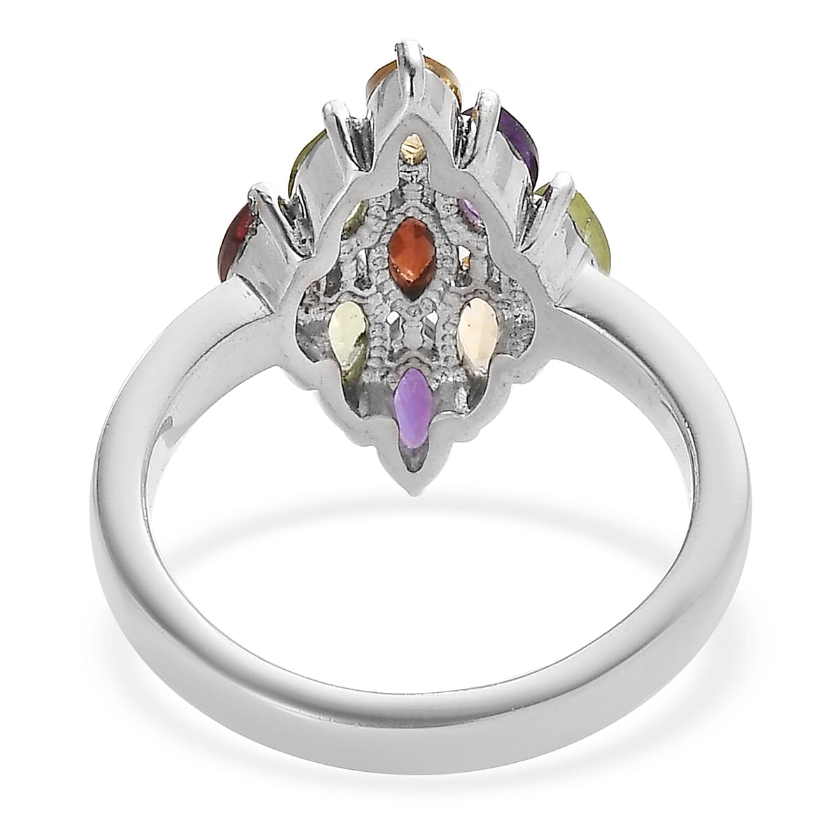 Multi Gemstone Cluster Ring in Stainless Steel (Size 9.0) 2.25 ctw image number 4