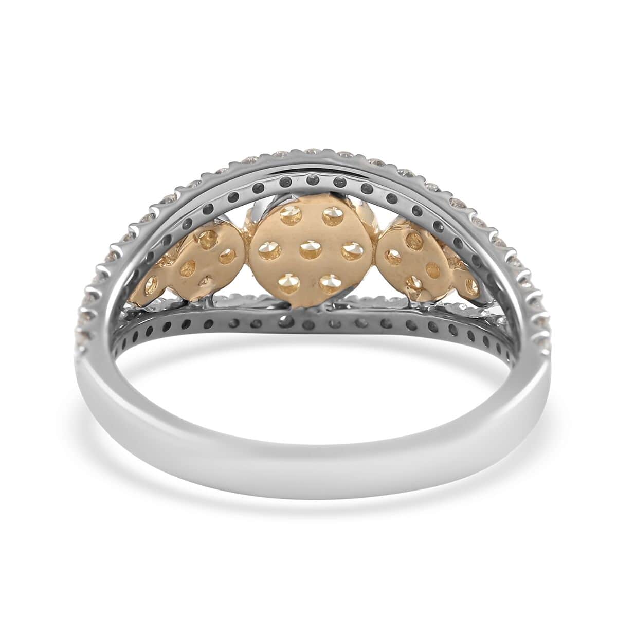 14K White and Yellow Gold Diamond, Yellow Diamond (IR) Flower Ring (Size 7.0) (3.40 g) 1.00 ctw image number 4