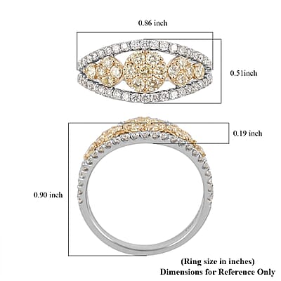 14K White and Yellow Gold Diamond and Natural Yellow Diamond Flower Ring (Size 6.0) 1.00 ctw