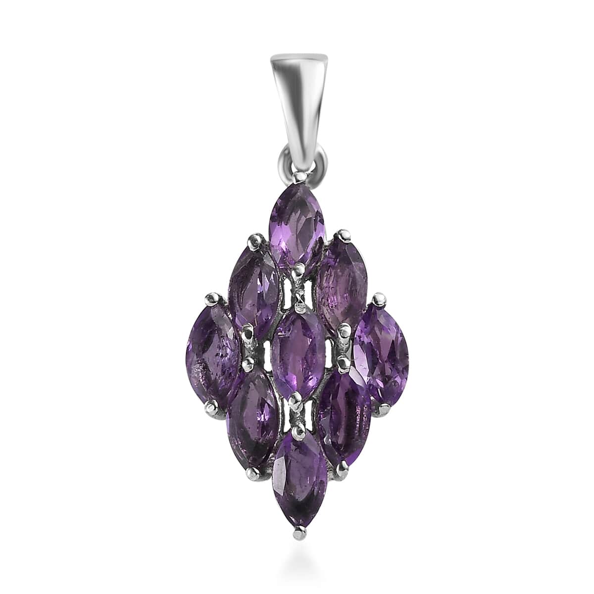 Amethyst Pendant in Stainless Steel 2.25 ctw image number 0