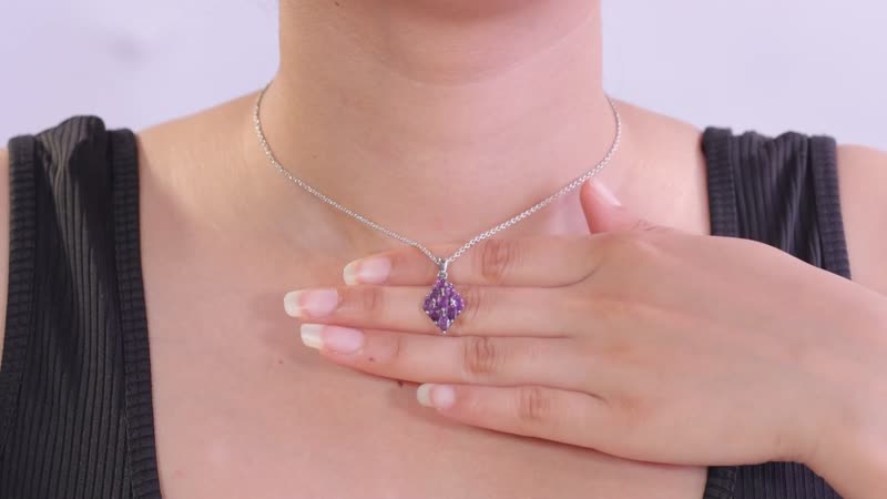 Amethyst Pendant in Stainless Steel 2.25 ctw