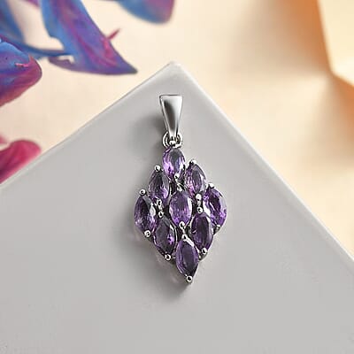 Amethyst 2.25 ctw Pendant without Chain in Stainless Steel