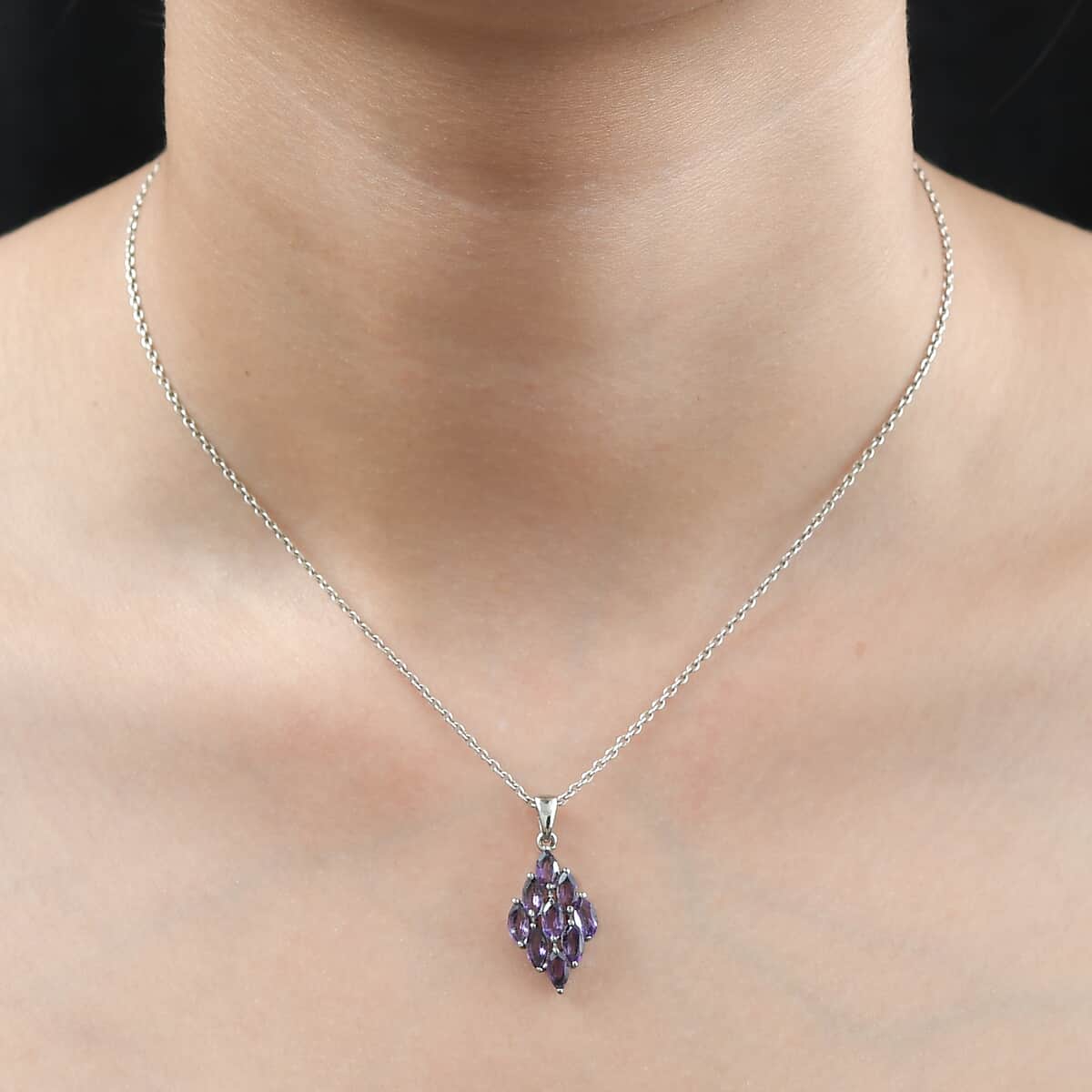 Amethyst Pendant in Stainless Steel 2.25 ctw image number 2