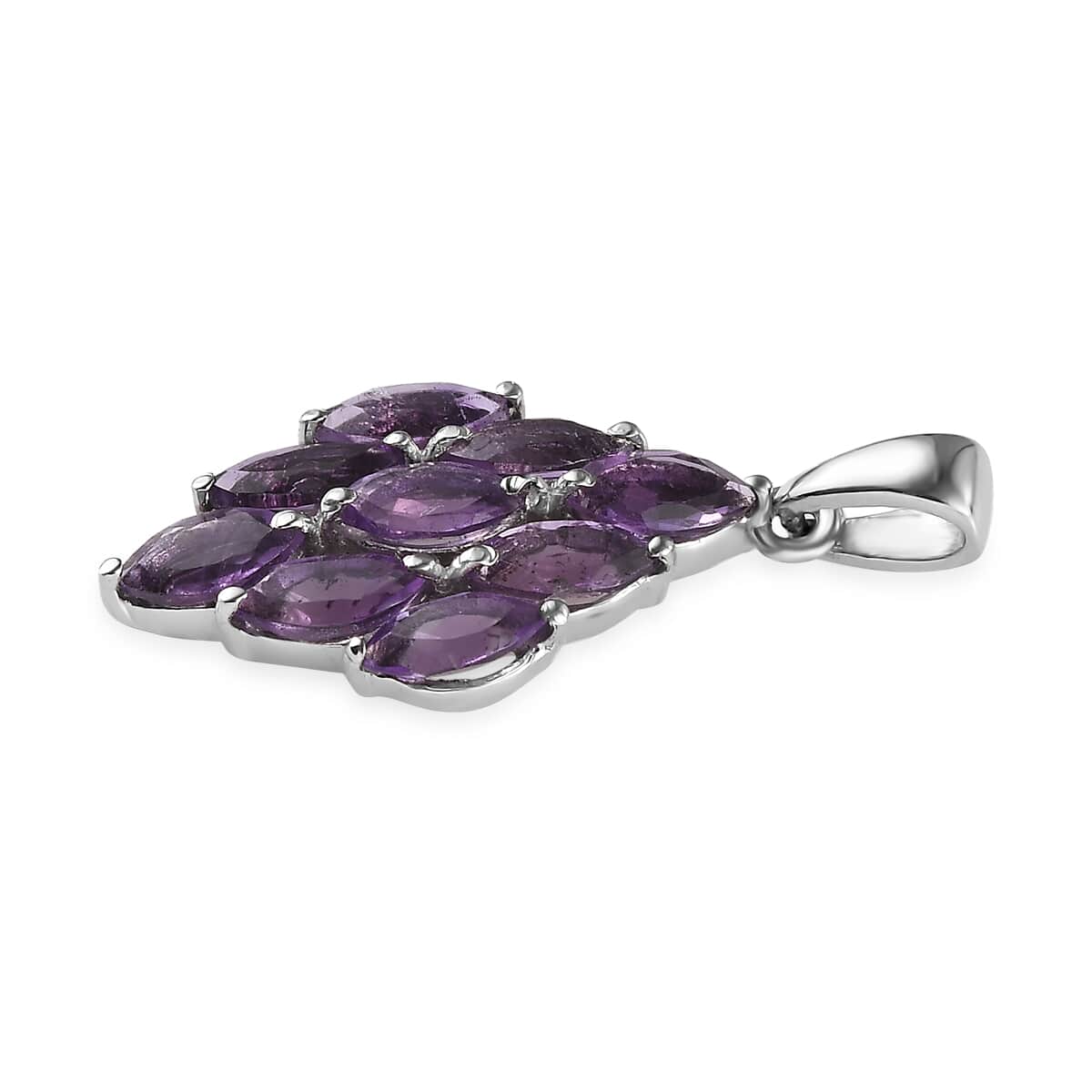 Amethyst 2.25 ctw Pendant in Stainless Steel image number 3