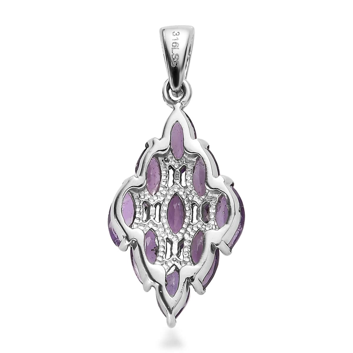 Amethyst 2.25 ctw Pendant in Stainless Steel image number 4