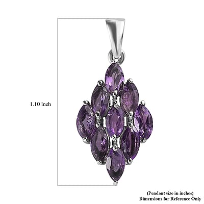 Amethyst 2.25 ctw Pendant without Chain in Stainless Steel