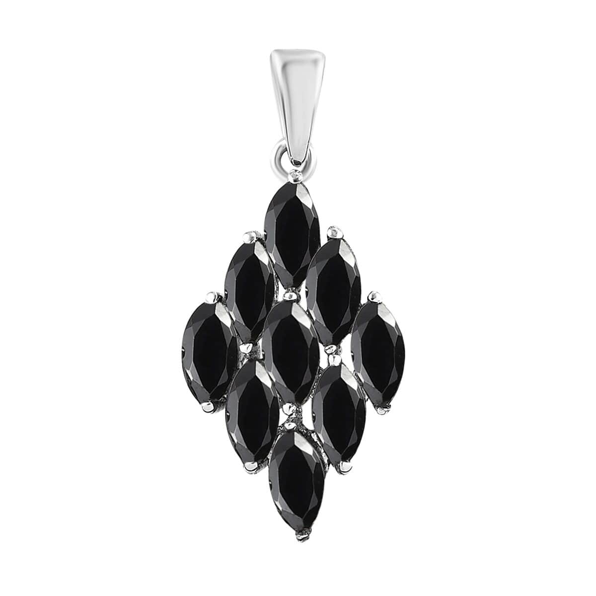 Thai Black Spinel Pendant in Stainless Steel 2.90 ctw , Tarnish-Free, Waterproof, Sweat Proof Jewelry image number 0
