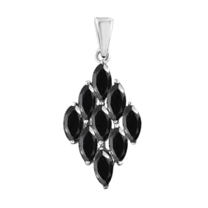 Thai Black Spinel Pendant in Stainless Steel 2.90 ctw , Tarnish-Free, Waterproof, Sweat Proof Jewelry