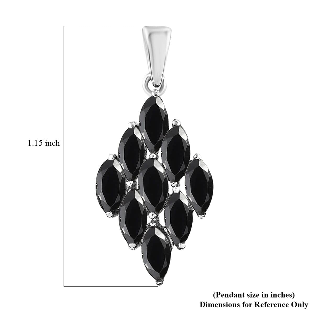 Thai Black Spinel Pendant in Stainless Steel 2.90 ctw , Tarnish-Free, Waterproof, Sweat Proof Jewelry image number 5