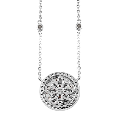 14K White and Rose Gold Natural Pink and White Diamond Necklace 18 Inches 4.60 Grams 0.90 ctw
