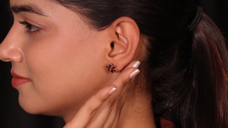 Mozambique Garnet Earrings in Stainless Steel 2.25 ctw
