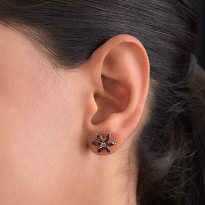 Mozambique Garnet Sunflower Earrings in Stainless Steel 2.25 ctw