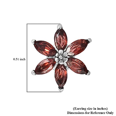Mozambique Garnet Sunflower Earrings in Stainless Steel 2.25 ctw