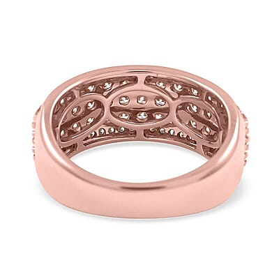 Natural Pink and White Diamond 1.00 ctw Band Ring in 14K White and Rose Gold (Size 10.0) 5.50 Grams