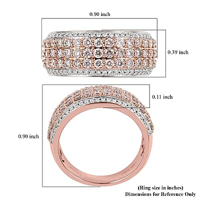 Natural Pink and White Diamond 1.00 ctw Band Ring in 14K White and Rose Gold (Size 10.0) 5.50 Grams