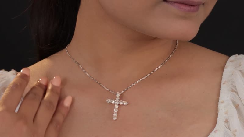 Simulated Champagne Diamond Cross Pendant in Sterling Silver 5.20 ctw
