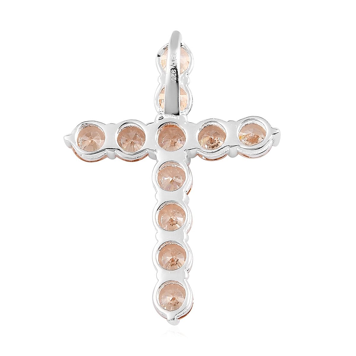 Simulated Champagne Diamond Cross Pendant in Sterling Silver 5.20 ctw