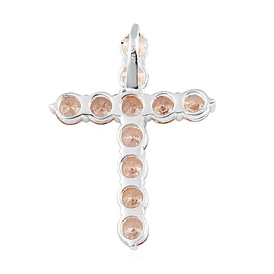 Simulated Champagne Diamond Cross Pendant in Sterling Silver 5.20 ctw