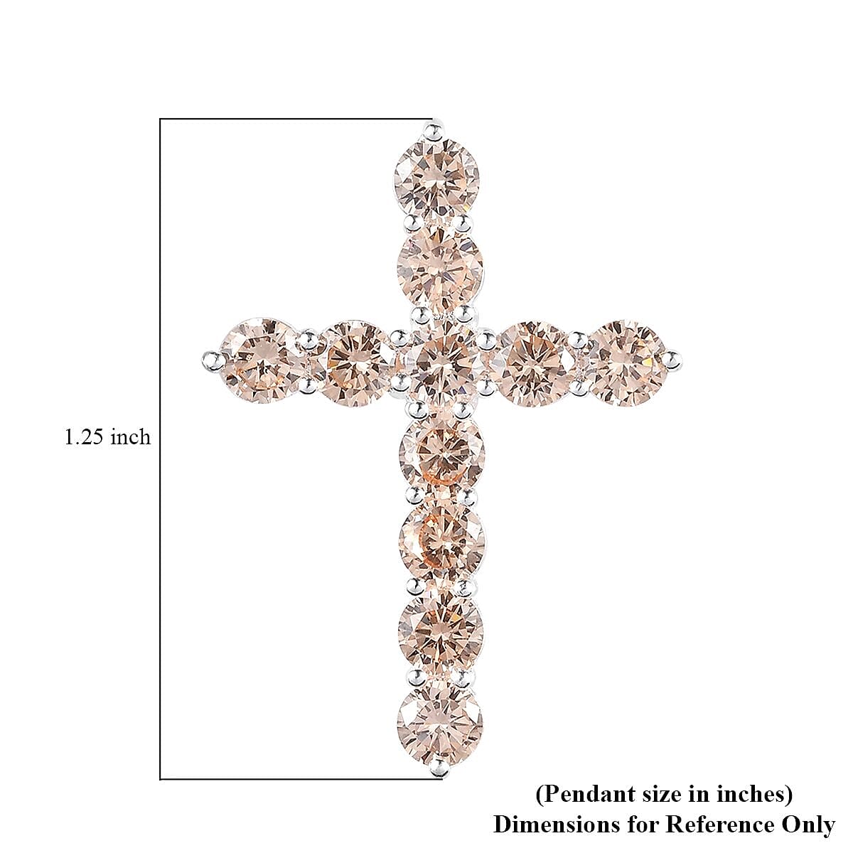 Simulated Champagne Diamond Cross Pendant in Sterling Silver 5.20 ctw