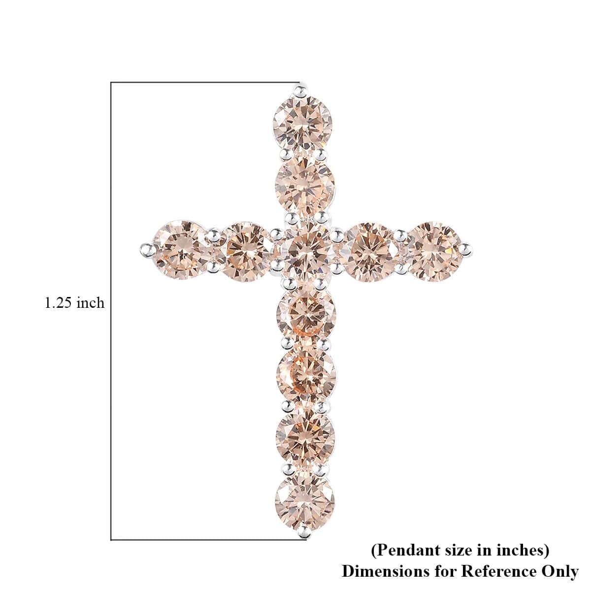 Simulated Champagne Diamond Cross Pendant in Sterling Silver 5.20 ctw image number 5